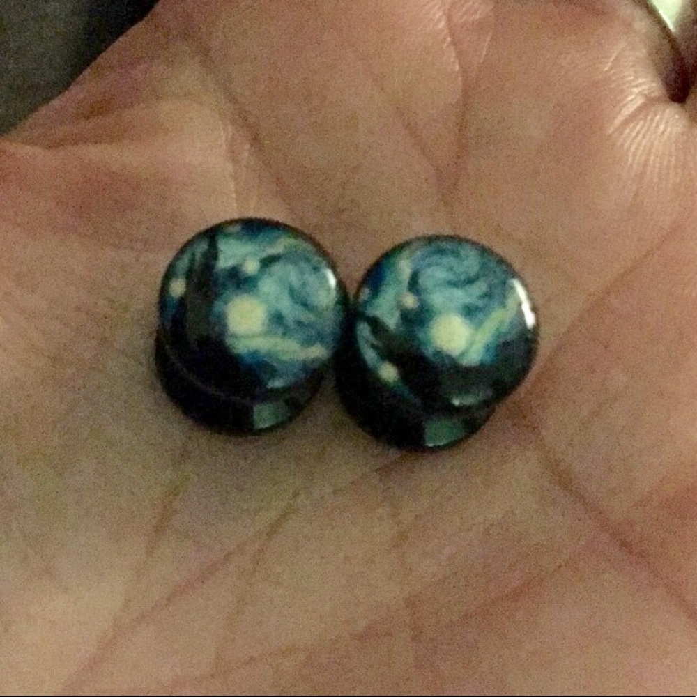 Starry night acrylic plugs 8mm 0g